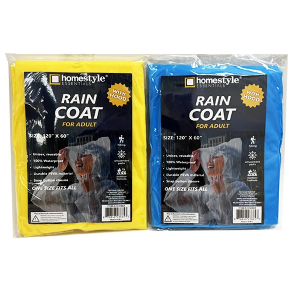 2PC Outdoor Rain Poncho Multifunctional Waterproof Raincoat Hooded Compact Adult