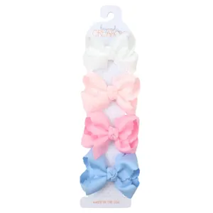 4 Pack - 3" Small Scalloped Edge Bow on Snap Clip