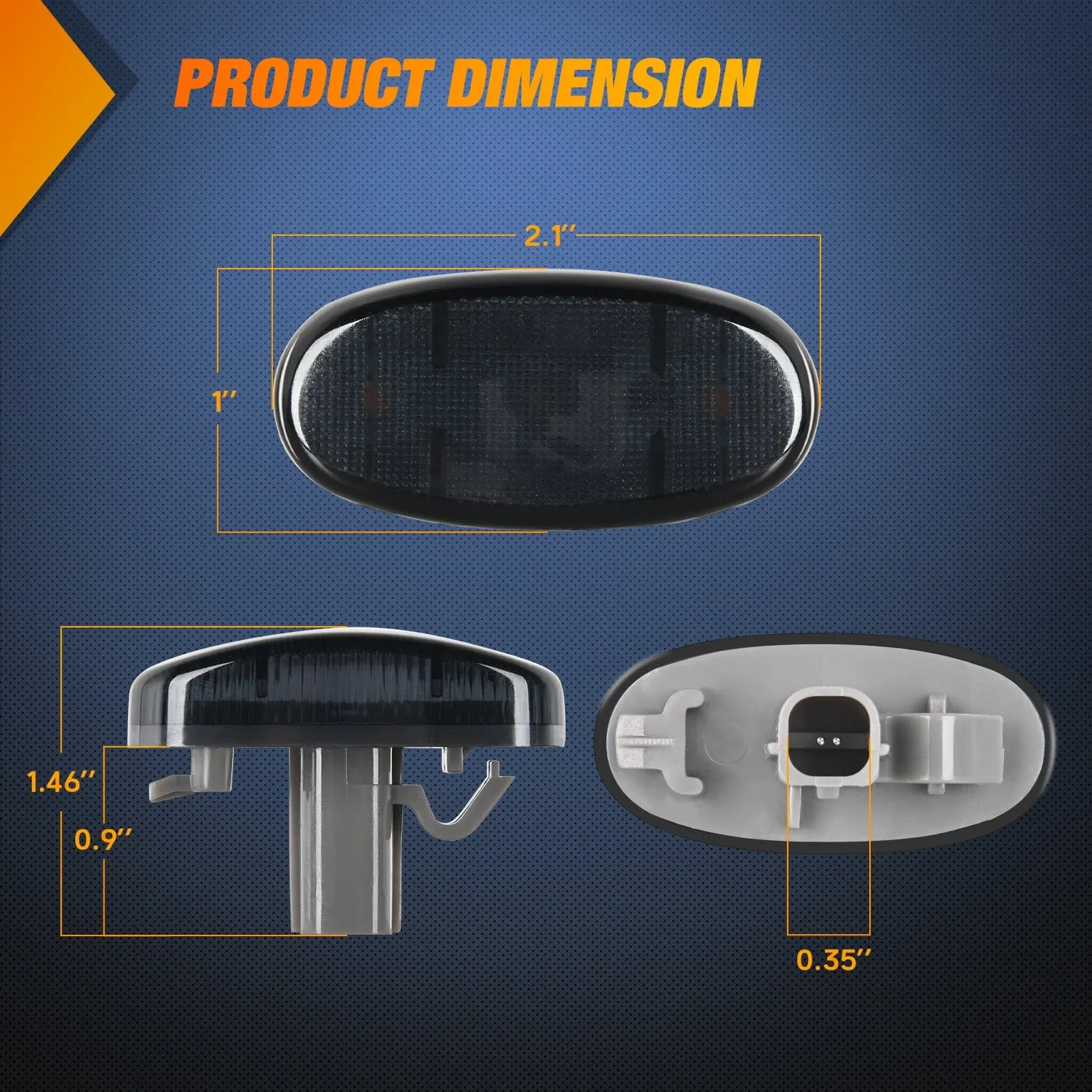 4 PCS 3 LED Red Amber Wheel Fender Side Marker Lights Smoked Lens Compatible With 2011-2016 F250 F350 F450 F550 Super Duty