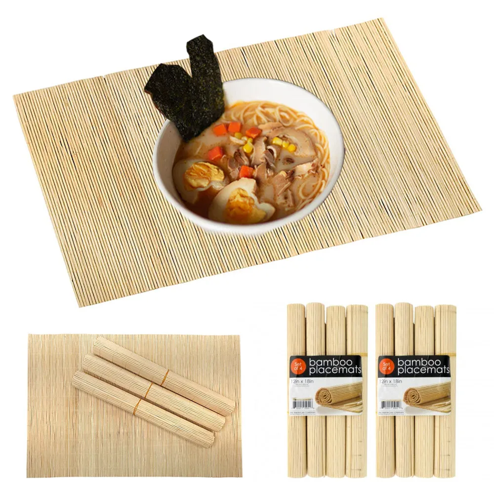 8 Natural Bamboo Placemats Eco-Friendly Non-Slip Mats Kitchen Dining Table Decor
