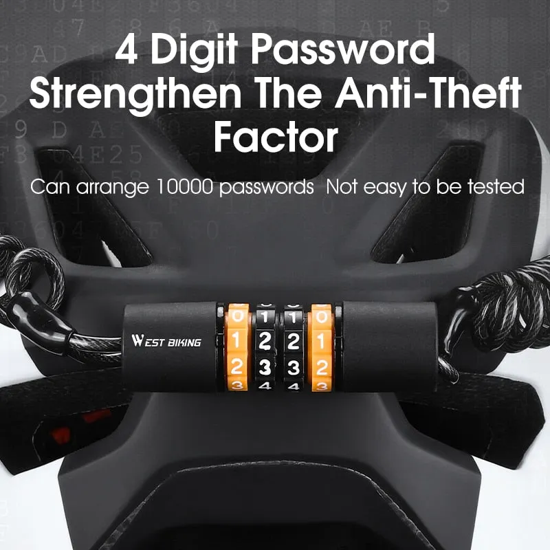 Bicycle Helmet Lock Portable Combination Wire Lock Anti-theft Bike Lock Scooter Motocycle Helmet Cycling Bag Lock
