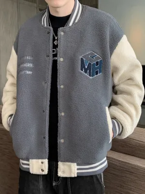 Bonsir Winter Thick Warm Fleece Bomber Jacket men New Fashion Embroidery Print Thermal Windbreaker Coat Casual Baseball Jackets