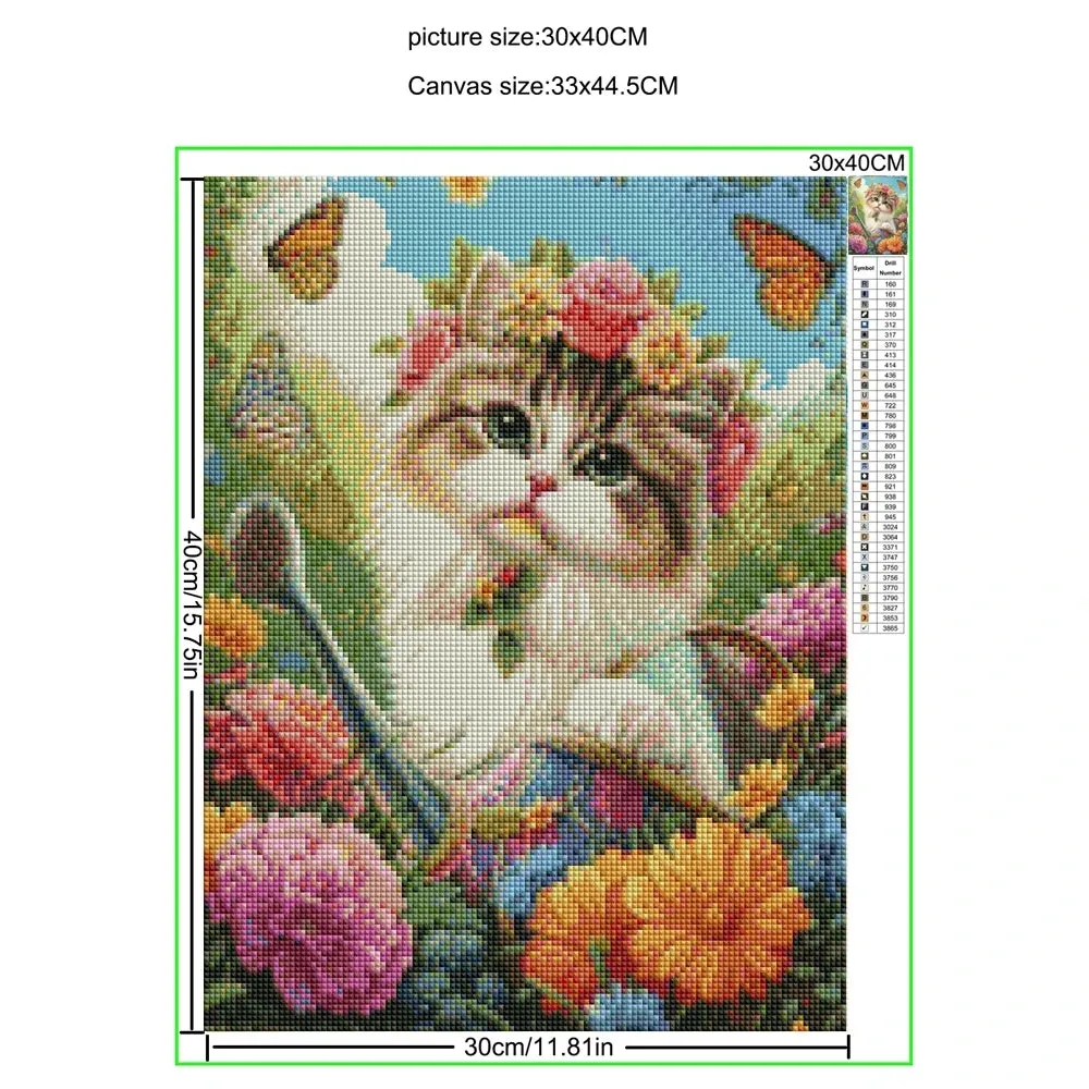 Cat Flower Diamond Painting Kit 5d Diy