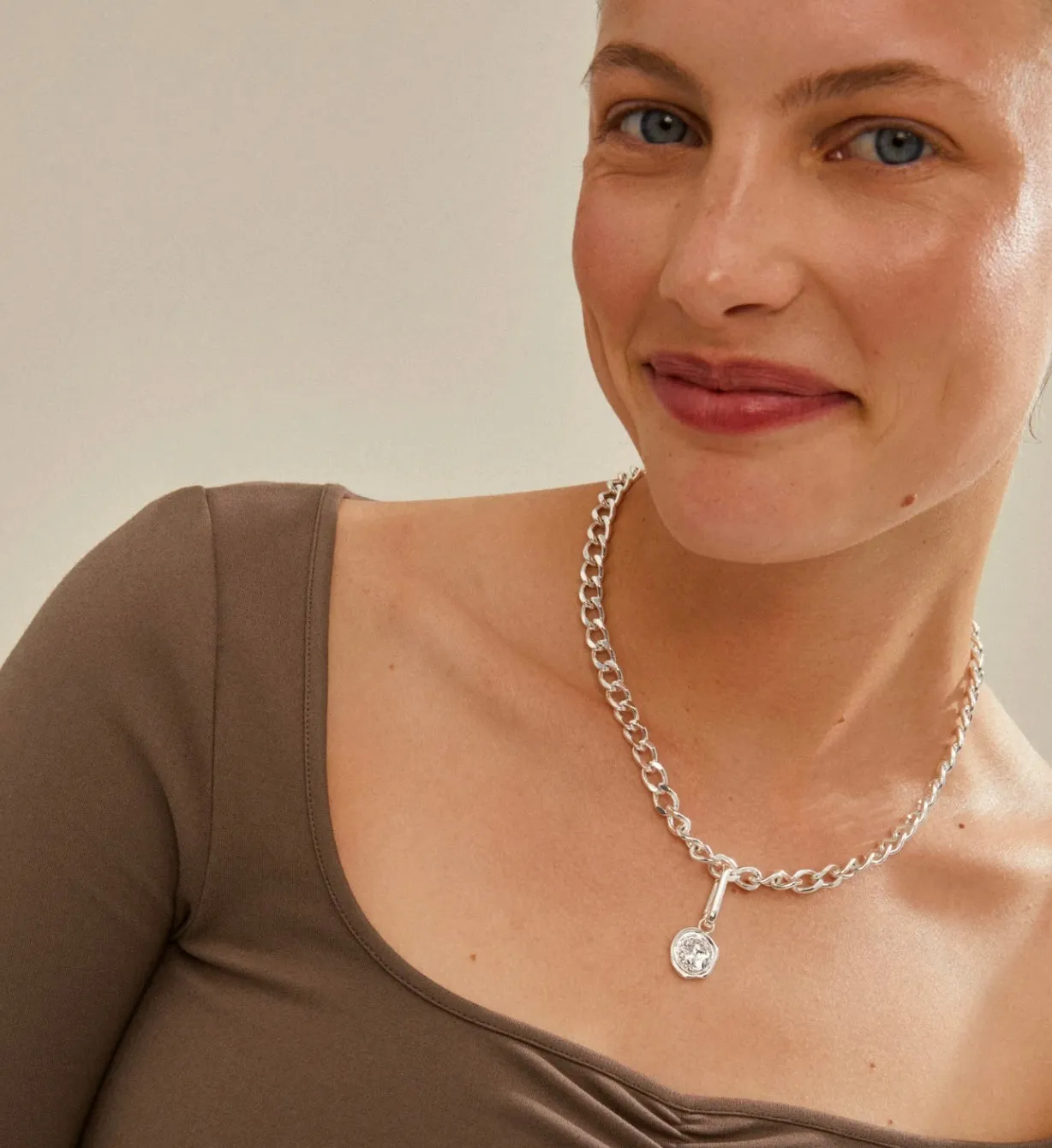 CHARM SILVER PLATED RECYCLED MOON PENDANT