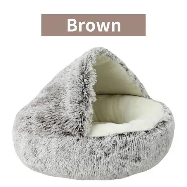 Cozy 2 in 1 Pet Bed for Small Dogs Soft Plush Round Cat Bed with Removable Cover Warm Sleeping Nest for Cats and Dogs