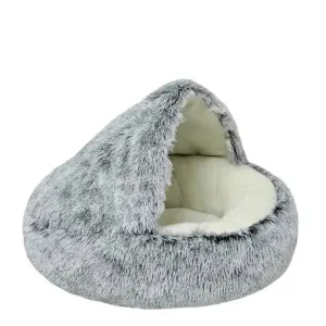 Cozy 2 in 1 Pet Bed for Small Dogs Soft Plush Round Cat Bed with Removable Cover Warm Sleeping Nest for Cats and Dogs