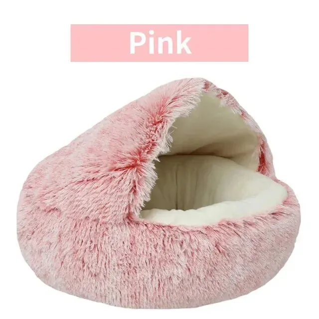 Cozy 2 in 1 Pet Bed for Small Dogs Soft Plush Round Cat Bed with Removable Cover Warm Sleeping Nest for Cats and Dogs