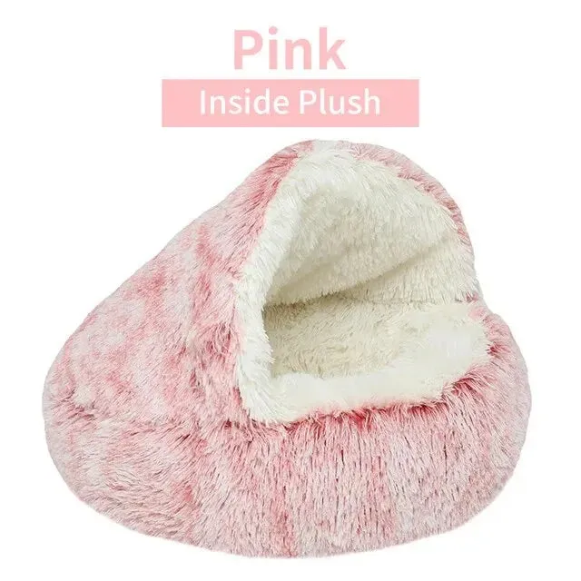 Cozy 2 in 1 Pet Bed for Small Dogs Soft Plush Round Cat Bed with Removable Cover Warm Sleeping Nest for Cats and Dogs