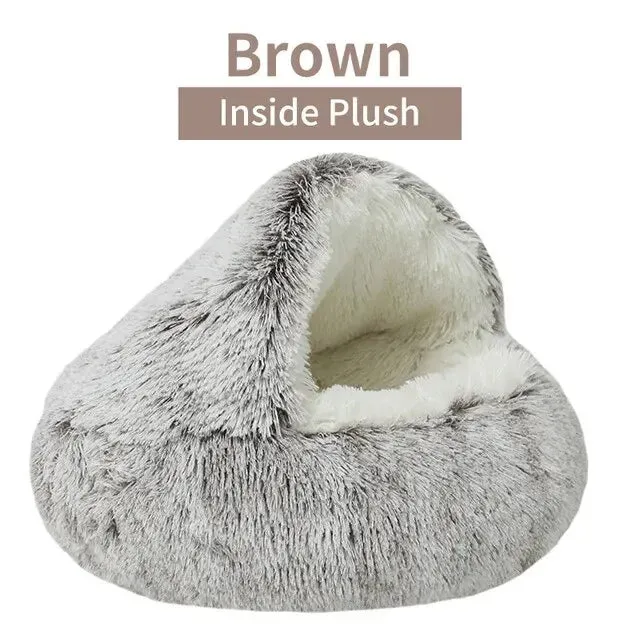 Cozy 2 in 1 Pet Bed for Small Dogs Soft Plush Round Cat Bed with Removable Cover Warm Sleeping Nest for Cats and Dogs