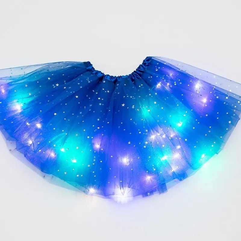 LED Glowing Light Women's Tulle Star Skirt