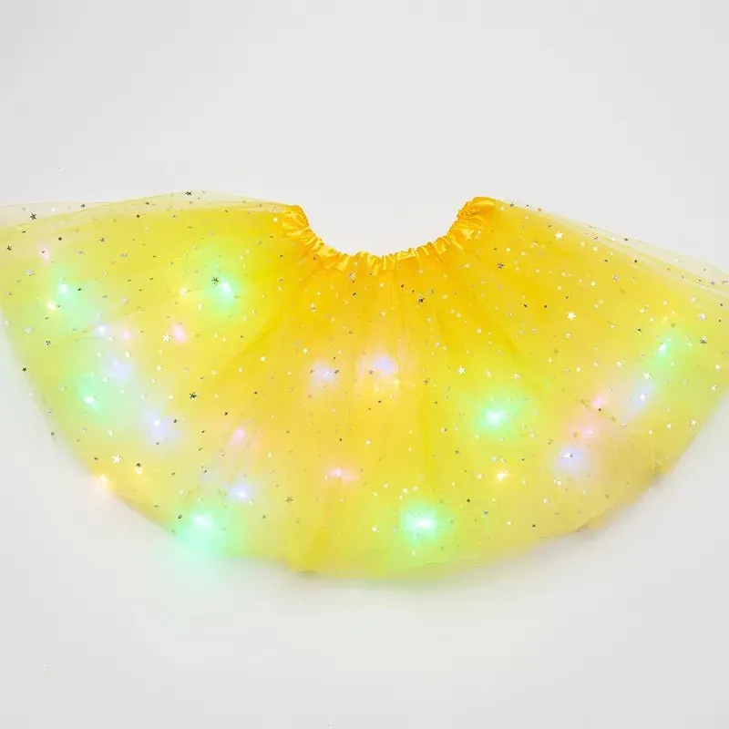 LED Glowing Light Women's Tulle Star Skirt
