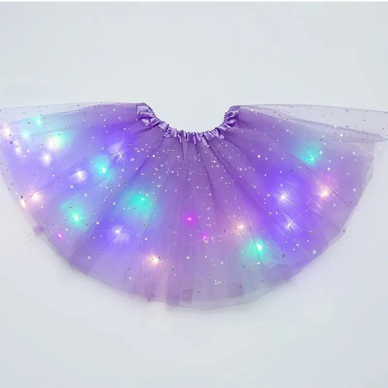 LED Glowing Light Women's Tulle Star Skirt