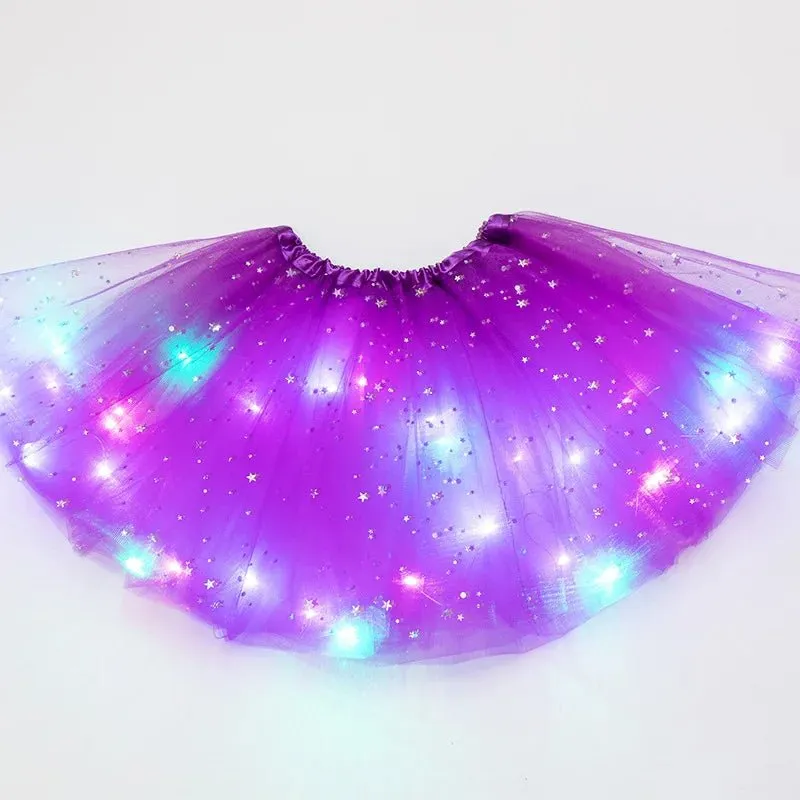 LED Glowing Light Women's Tulle Star Skirt