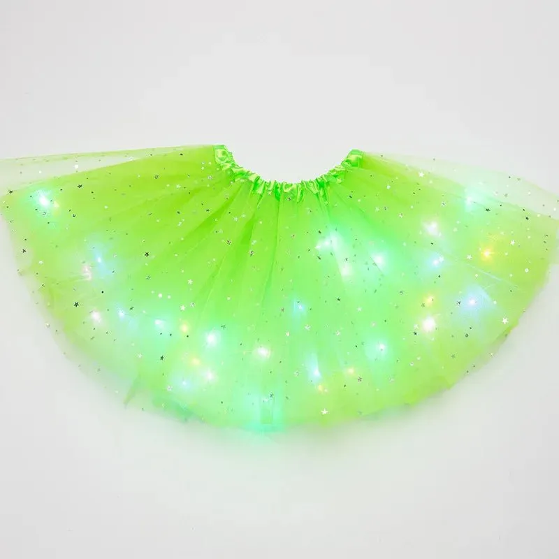 LED Glowing Light Women's Tulle Star Skirt