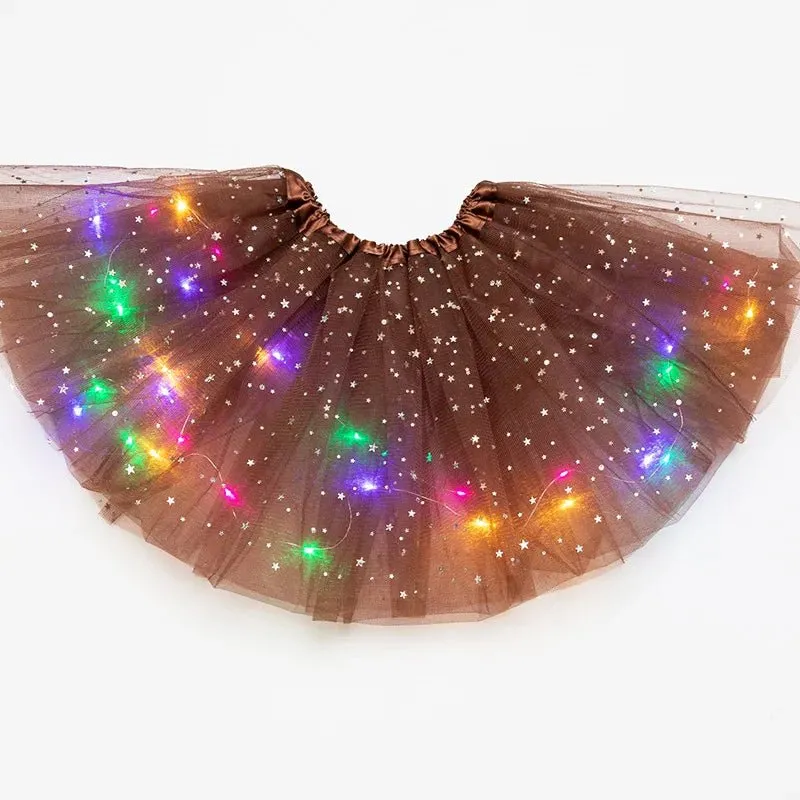 LED Glowing Light Women's Tulle Star Skirt