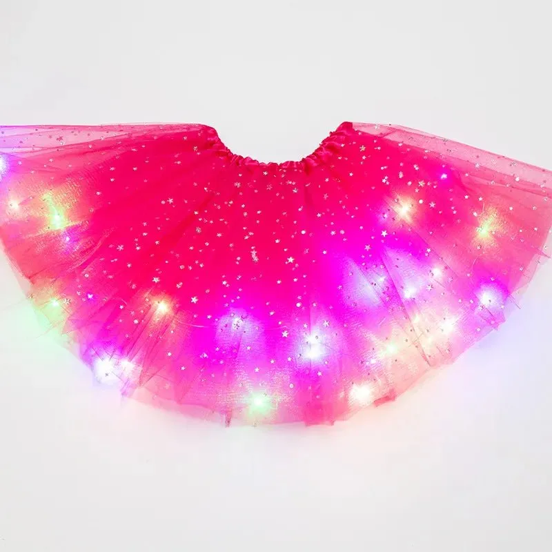 LED Glowing Light Women's Tulle Star Skirt