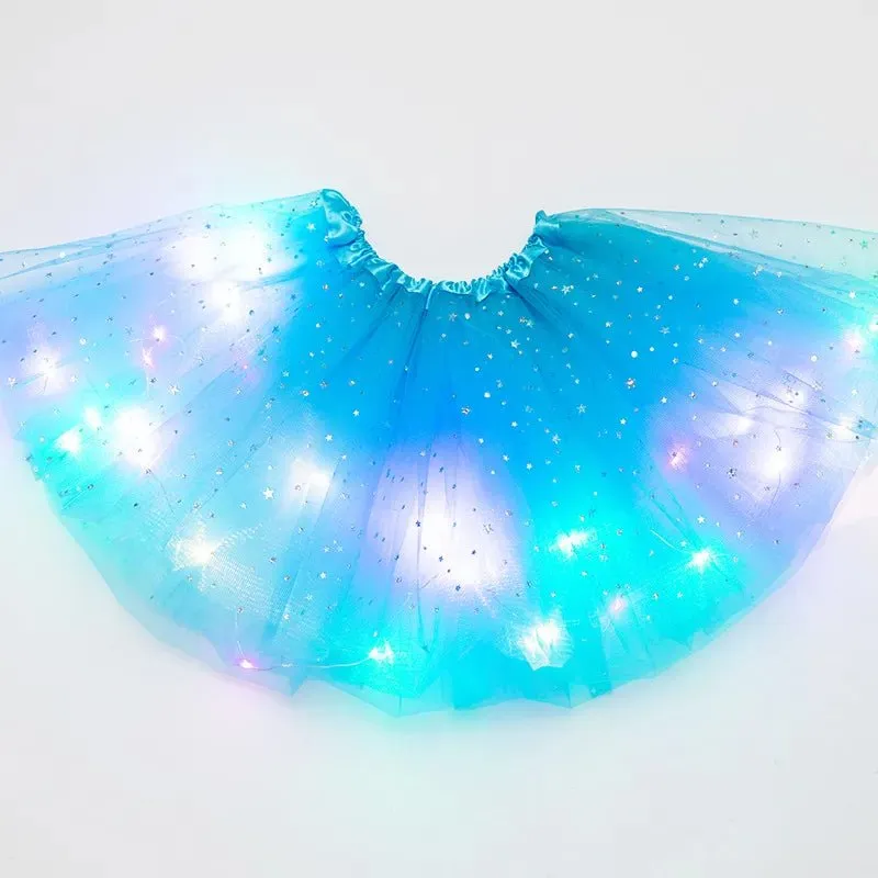 LED Glowing Light Women's Tulle Star Skirt