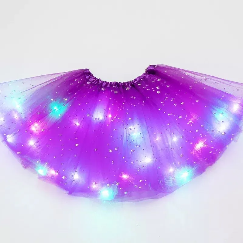 LED Glowing Light Women's Tulle Star Skirt