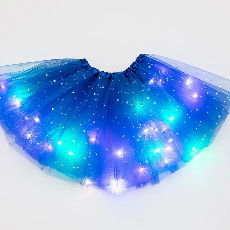 LED Glowing Light Women's Tulle Star Skirt