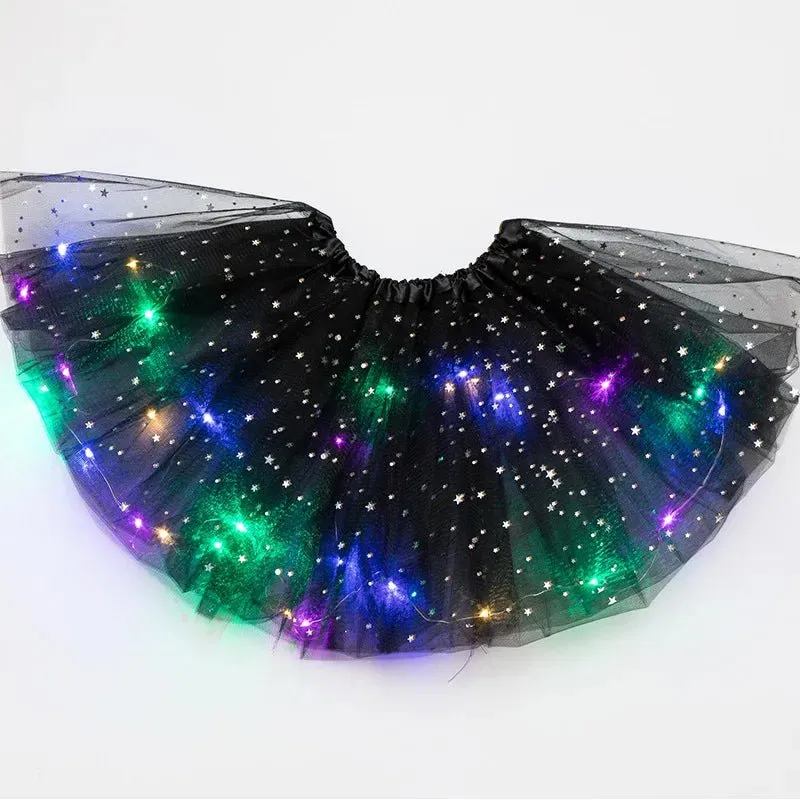LED Glowing Light Women's Tulle Star Skirt