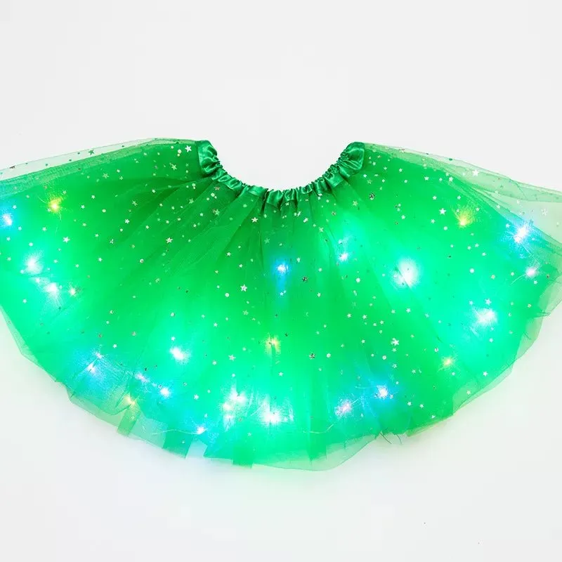 LED Glowing Light Women's Tulle Star Skirt