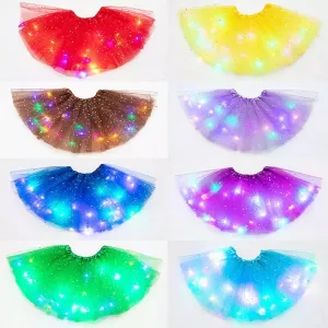 LED Glowing Light Women's Tulle Star Skirt