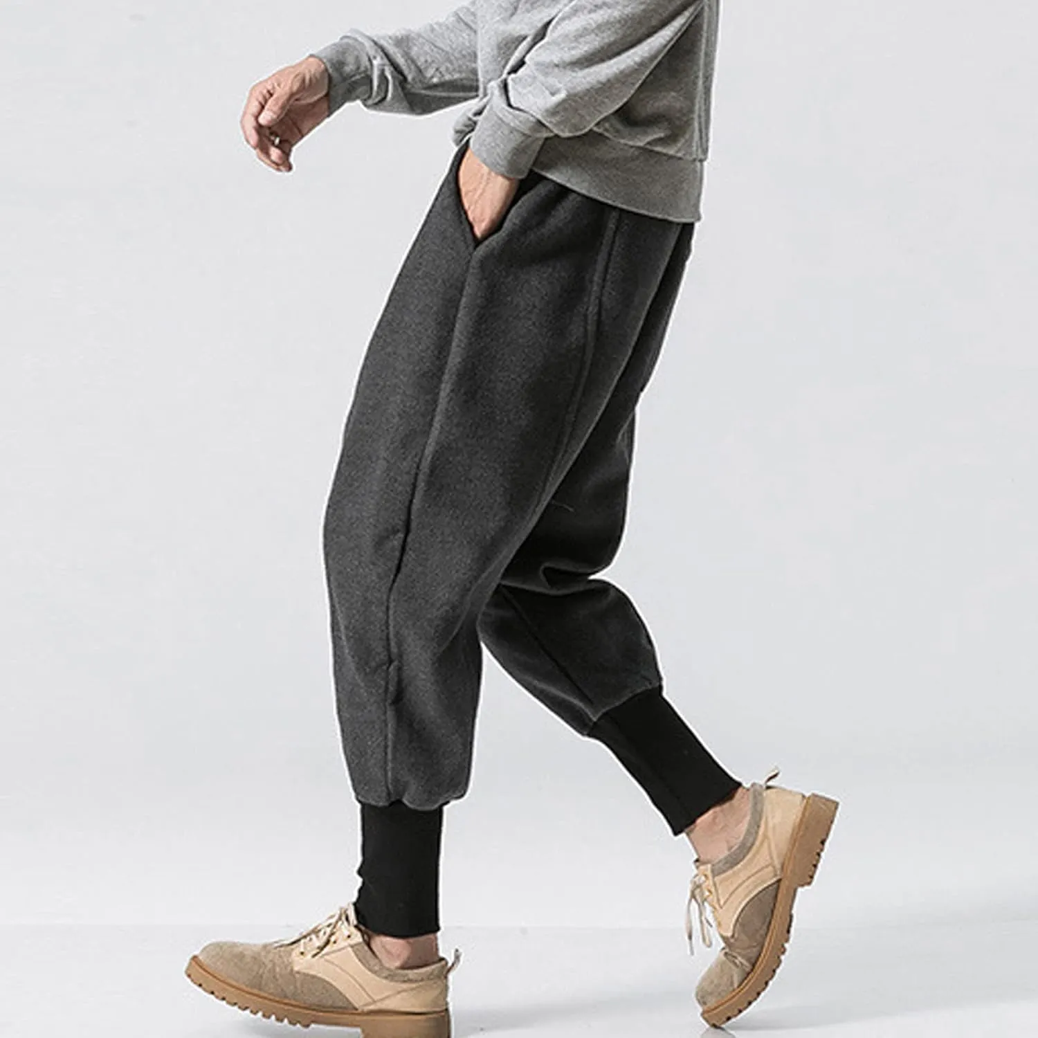 Mens Workout Cargo Sweatpants Wearing Pants with Pockets Sweatpants for Men Pants Casual Rope Loosening Heavyweight