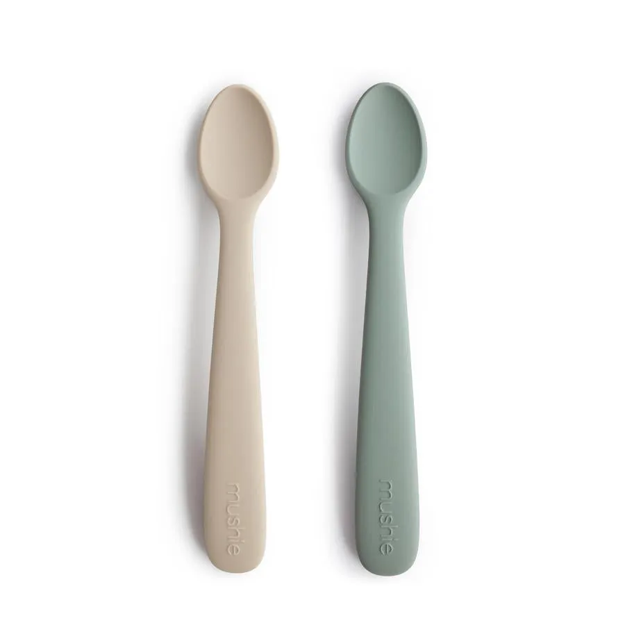 Mushie Silicone Feeding Spoons (2-Pack) - Cambridge Blue/Shifting Sand