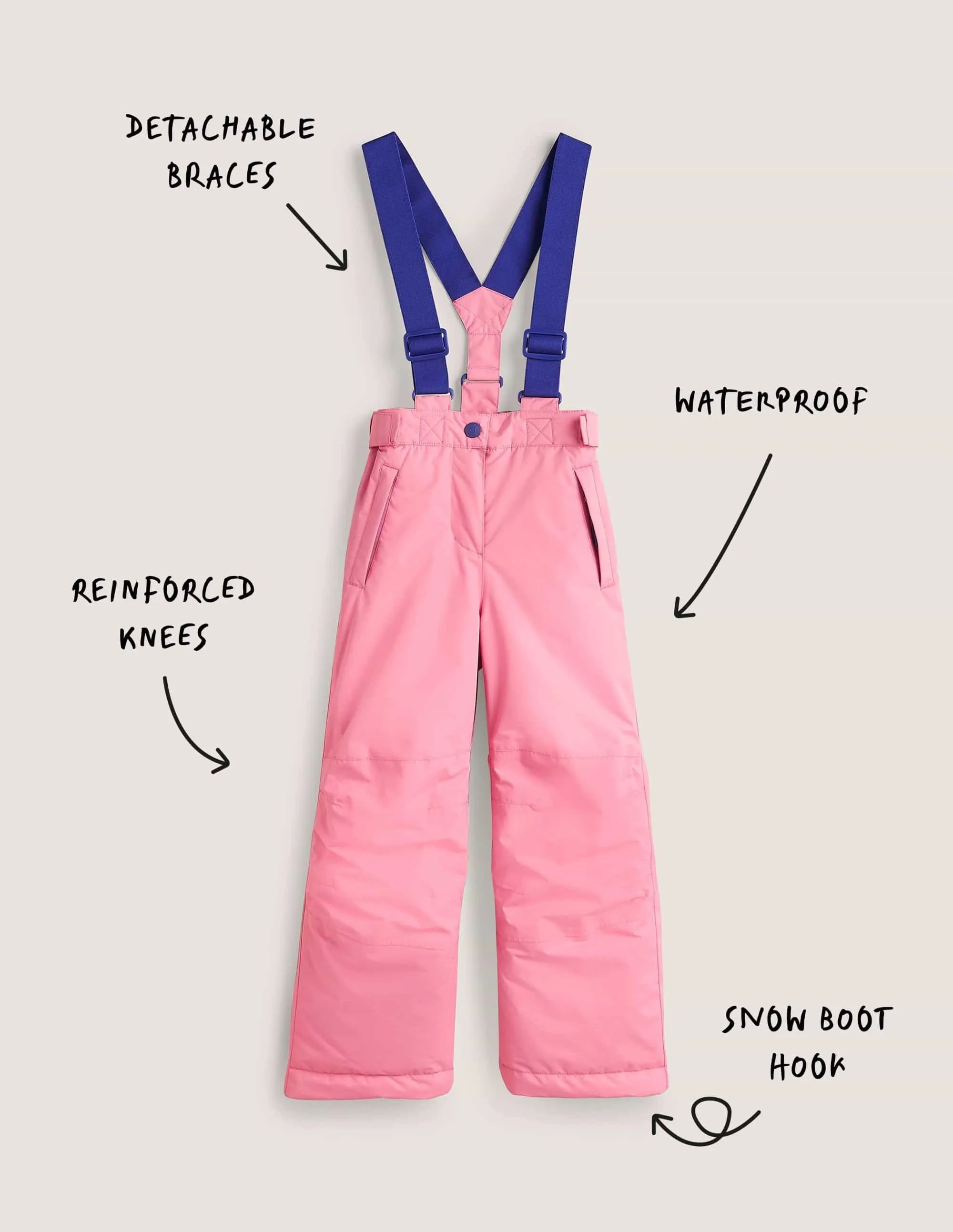 Pink Waterproof Dungaree Trousers-Pink Lemonade