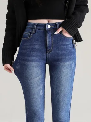 Women Thermal Jeans Winter Snow Warm Plush Stretch Jeans
